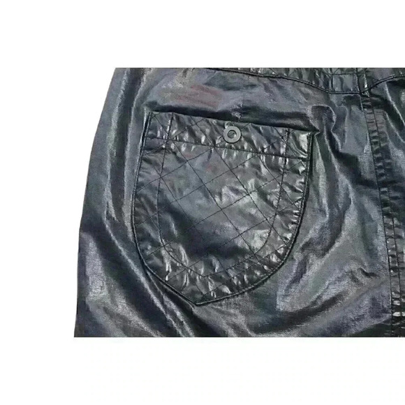 NWT Free People Blue Faux Leather Quilted Mini Skirt Size 8 Cargo Pockets $128 - Picture 10 of 11